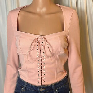 M.n.i Long Sleeve Laceup Size M soft Pink